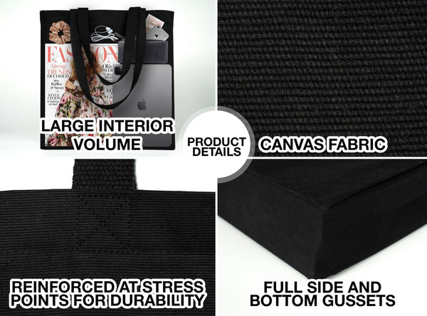 Custom Black Canvas Tote Bag – Personalized & Wholesale - Pamusan.com