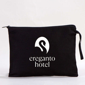Custom Black Cotton Clutch Pouch – 10" × 7" (25 × 18 cm) - Pamusan.com
