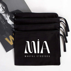 Custom Black Cotton Clutch Pouch – 10" × 7" (25 × 18 cm) - Pamusan.com