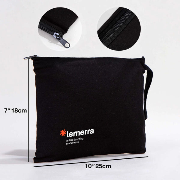 Custom Black Cotton Clutch Pouch – 10" × 7" (25 × 18 cm) - Pamusan.com