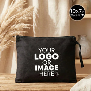 Custom Black Cotton Clutch Pouch – 10" × 7" (25 × 18 cm) - Pamusan.com