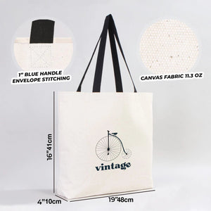Custom Canvas Beach Tote Bag with Black Handles – 19" × 16" × 4" (48 × 41 × 10 cm) – 10 oz Cotton - Pamusan.com