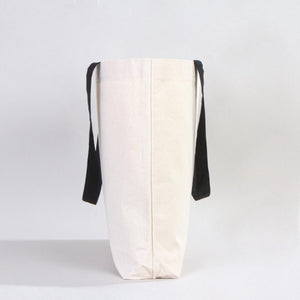 Custom Canvas Beach Tote Bag with Black Handles – 19" × 16" × 4" (48 × 41 × 10 cm) – 10 oz Cotton - Pamusan.com