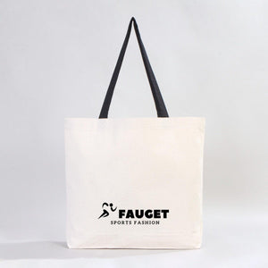 Custom Canvas Beach Tote Bag with Black Handles – 19" × 16" × 4" (48 × 41 × 10 cm) – 10 oz Cotton - Pamusan.com