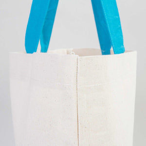 Custom Canvas Beach Tote Bag with Blue Handles – 19" × 16" × 4" (48 × 41 × 10 cm) – 10 oz Cotton - Pamusan.com