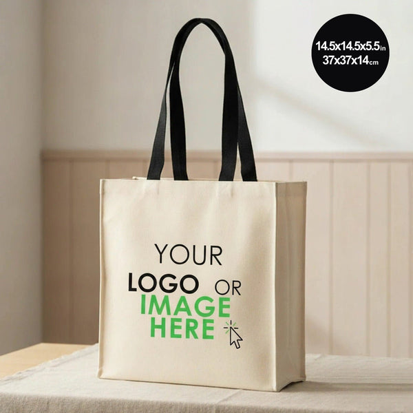 Custom Canvas Tote Bag – Large Printed 14.5"x14.5"x5.5" (37x37x14 cm) - Pamusan.com