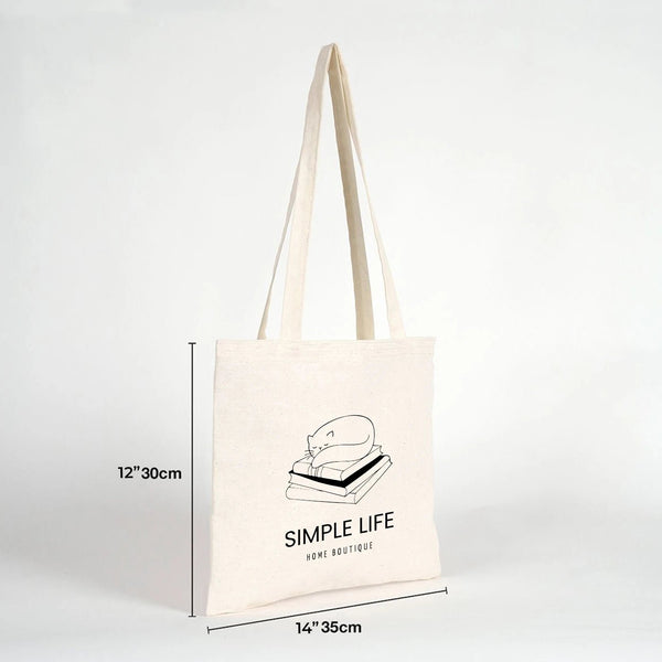 Custom Cotton Shoulder Tote Bag – 14" × 12" (35 × 30 cm) – Natural 4 oz - Pamusan.com
