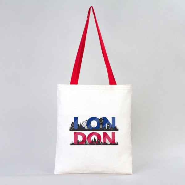 Custom Cotton Tote Bag with Red Handles – 14"x16" Personalized Logo Bag - Pamusan.com