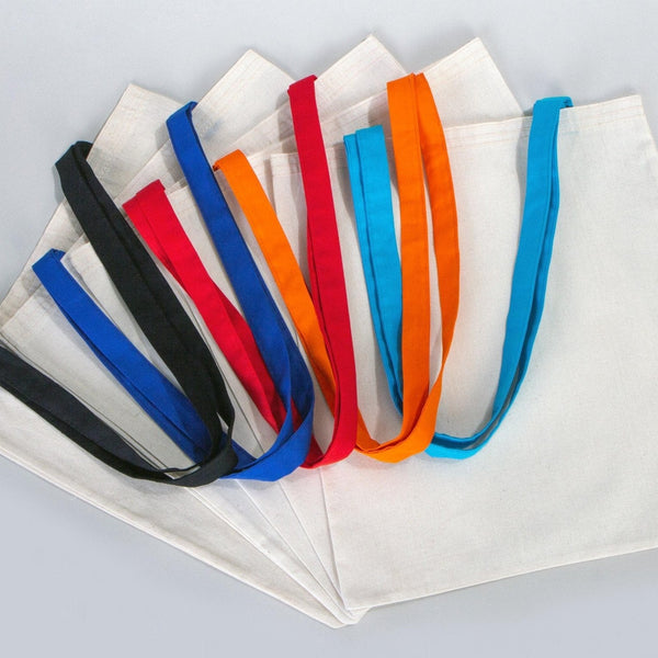 Custom Cotton Tote Bag with Red Handles – 14"x16" Personalized Logo Bag - Pamusan.com