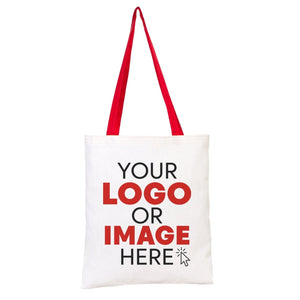 Custom Cotton Tote Bag with Red Handles – 14"x16" Personalized Logo Bag - Pamusan.com