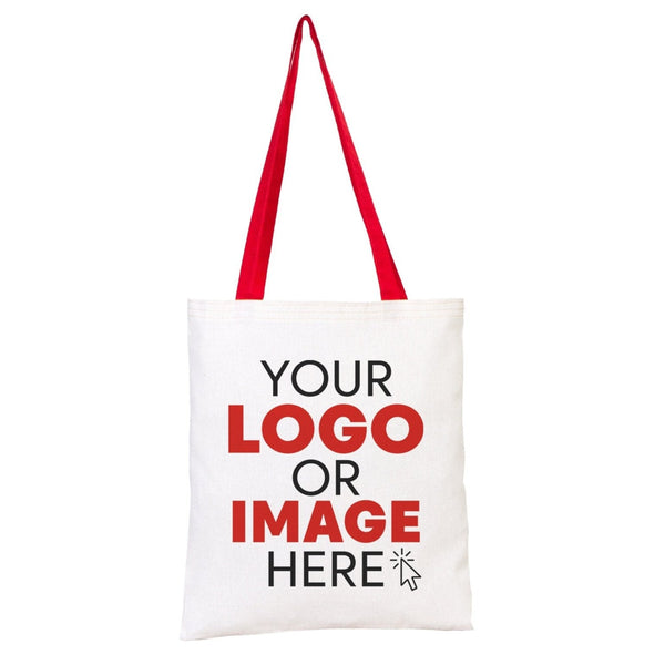 Custom Cotton Tote Bag with Red Handles – 14"x16" Personalized Logo Bag - Pamusan.com