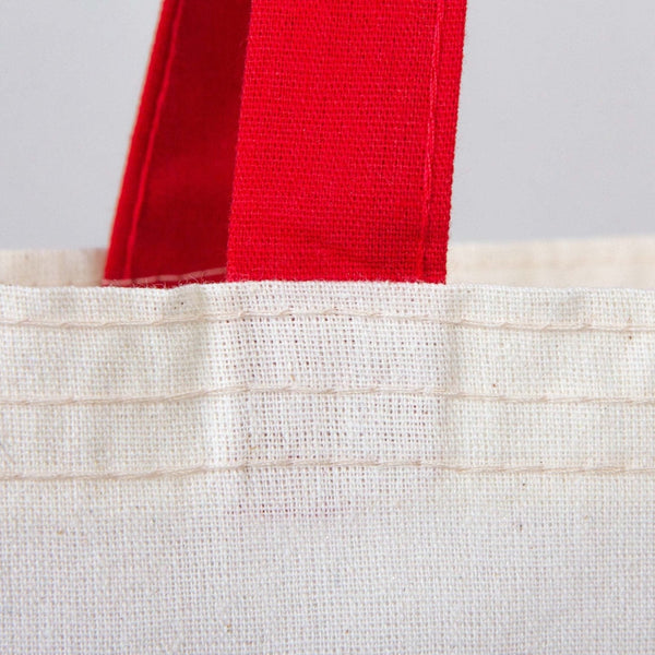 Custom Cotton Tote Bag with Red Handles – 14"x16" Personalized Logo Bag - Pamusan.com