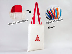 Custom Cotton Tote Bag with Red Handles – 14"x16" Personalized Logo Bag - Pamusan.com