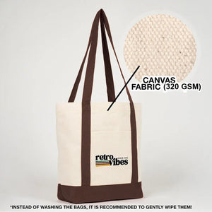 Printed canvas tote bag with a close-up of the 320 GSM canvas fabric - Pamusan.com