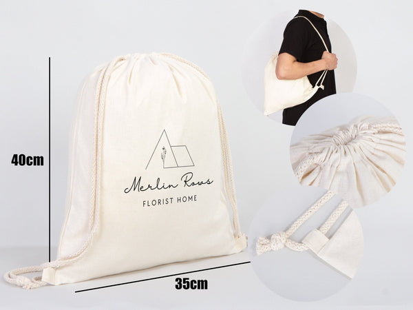 Custom Drawstring Bags - Material: 5oz Canvas, Personalized Eco - Friendly Backpacks, Logo - Printed Cotton, Personalized Cotton Pack - Pamusan.com