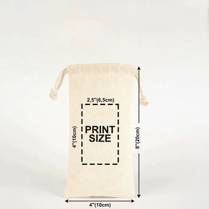 Custom Drawstring Pouch – Printed Natural Cotton Muslin Favor Bag 4"x8" (10x20 cm) - Pamusan.com