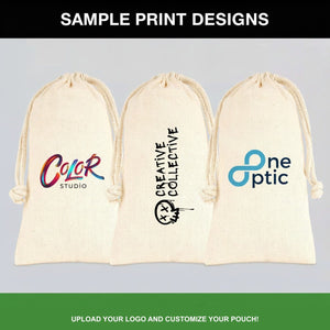 Custom Drawstring Pouch – Printed Natural Cotton Muslin Favor Bag 4"x8" (10x20 cm) - Pamusan.com