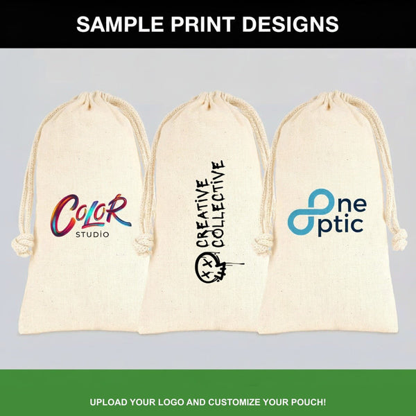Custom Drawstring Pouch – Printed Natural Cotton Muslin Favor Bag 4"x8" (10x20 cm) - Pamusan.com