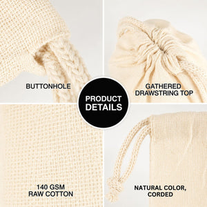 Custom Drawstring Pouch – Printed Natural Cotton Muslin Favor Bag 4"x8" (10x20 cm) - Pamusan.com