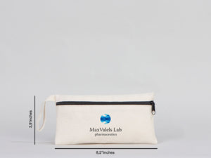 Custom Fabric Pencil Case – 8"x4" White Cotton Zippered Pouch | School & Cosmetic Bag - Pamusan.com