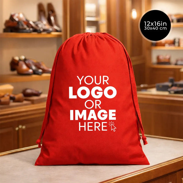 Custom Fabric Pouch Red - 12" x 16"(30 cm x 40 cm) - 4 oz - Pamusan.com