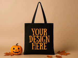 Custom Halloween Bags – Personalized Black Cotton Trick - or - Treat Tote - Pamusan.com