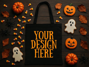 Custom Halloween Bags – Personalized Black Cotton Trick - or - Treat Tote - Pamusan.com