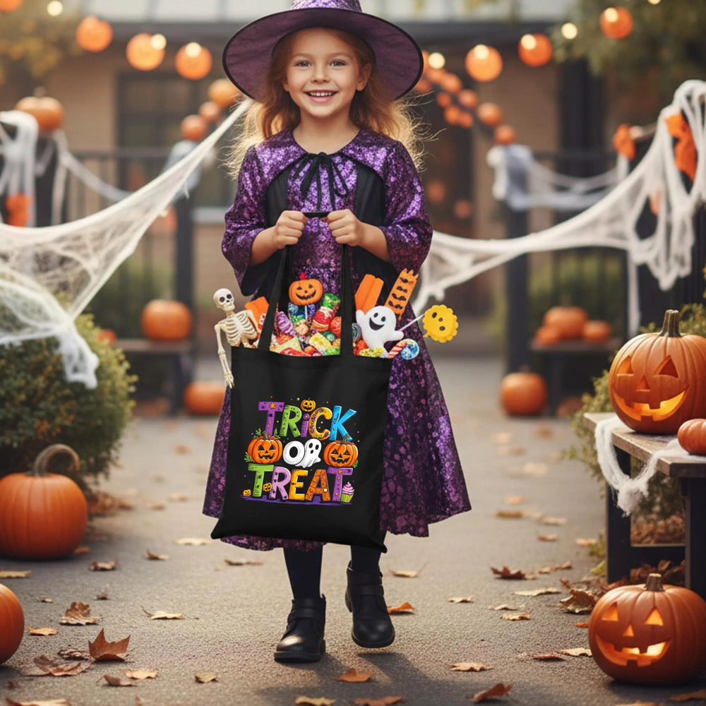 Custom Halloween Tote Bags – Personalized Black Cotton Trick - or - Treat 12 Designs - Pamusan.com