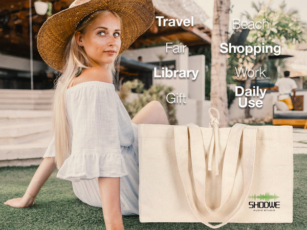 Custom Large Canvas Tote Bags – 18"W x 11"H x 4"L Personalized Cotton Bags With Logo - Pamusan.com
