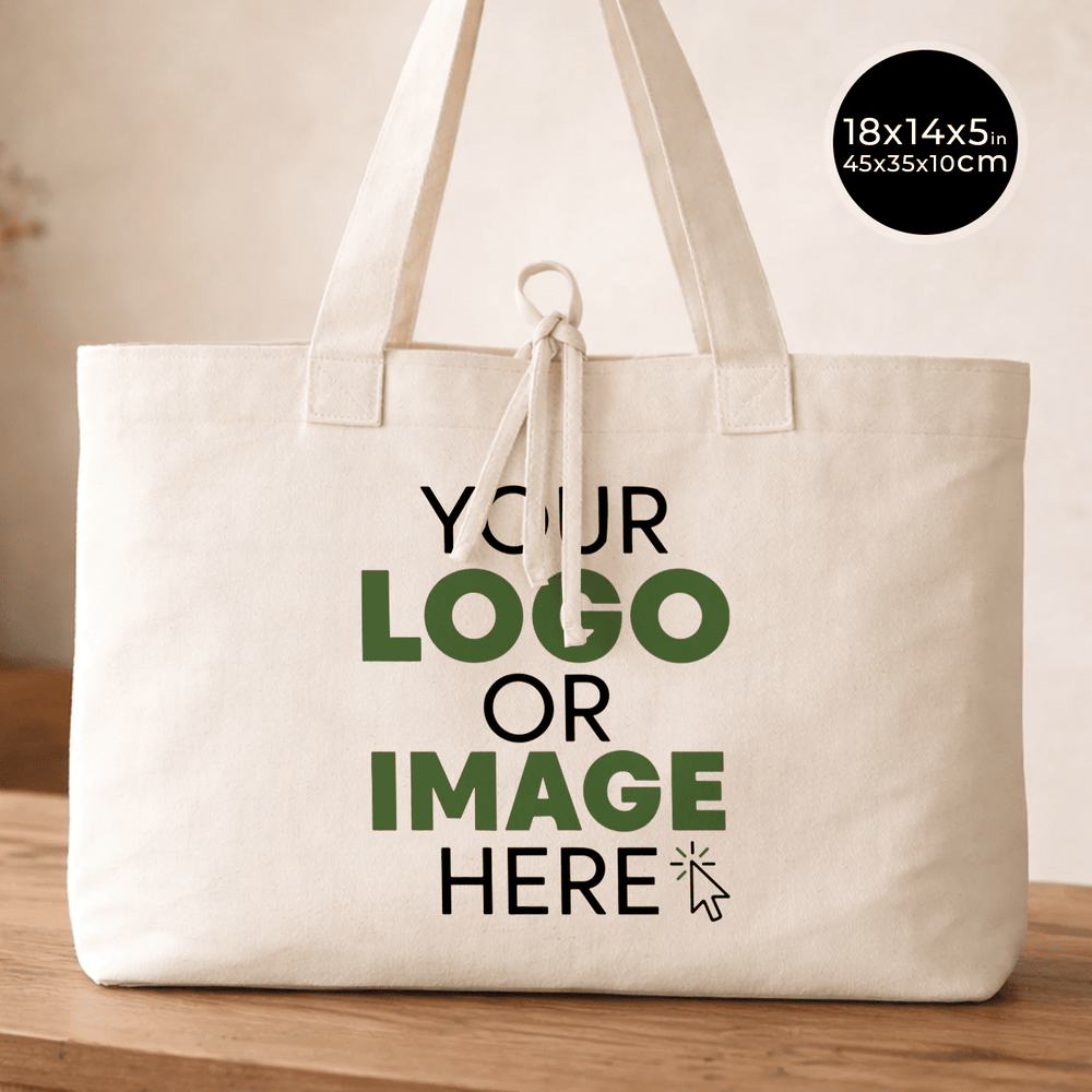 Custom Large Canvas Tote Bags – 18"W x 14"H x 4"L Personalized Cotton Bags With Logo - Pamusan.com