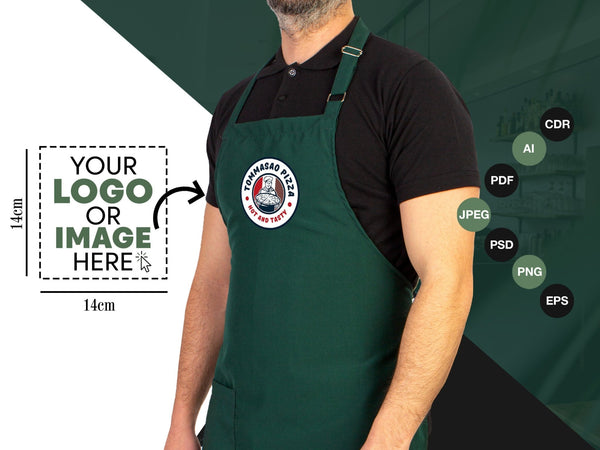 Custom Logo Apron – Personalized Kitchen Aprons for Chefs, Bakers & Home Cooks — print detail | Pamusan