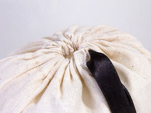 Custom Logo Printed Cotton Bags – 8"W x 12"H Bridal Gift Bags, Black Double Pouches — print detail | Pamusan