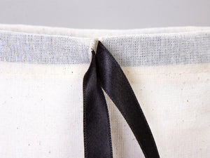 Custom Logo Printed Cotton Bags – 8"W x 12"H Bridal Gift Bags, Black Double Pouches — print detail | Pamusan