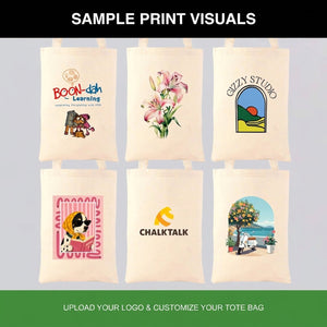 Custom Long Handle Tote Bag 10"x14" With Logo – Mini Printed, 6 oz Gabardine Fabric - Pamusan.com