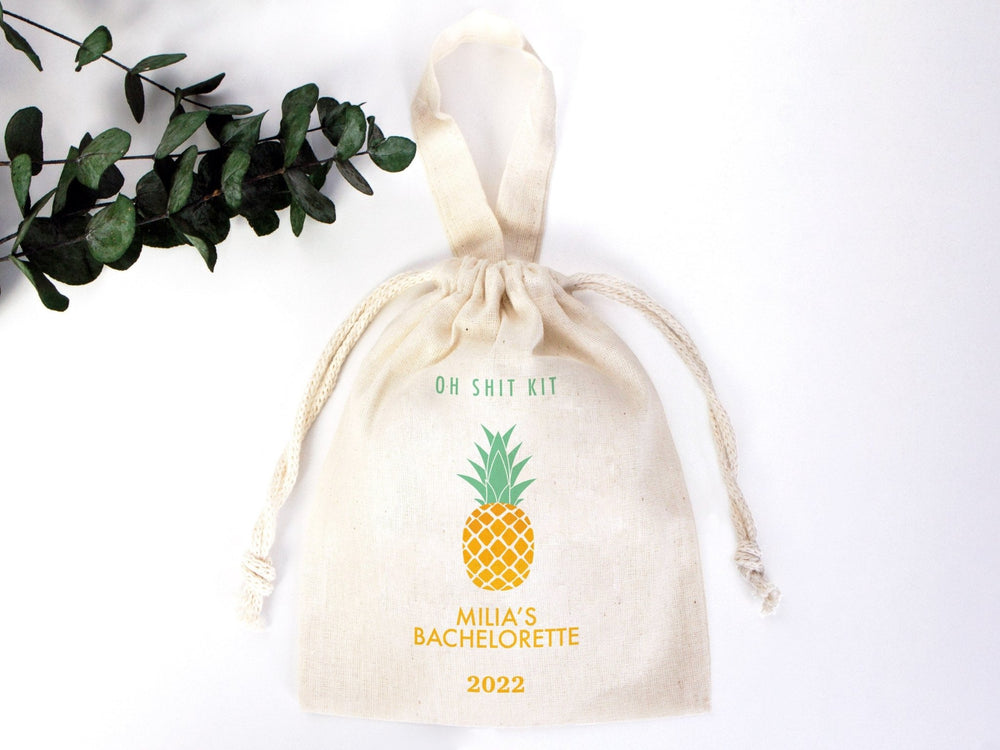 Custom Name Bachelorette Party Bags - 6"W x 8"H (15 x 20 cm) Hangover Kit Pouch, Custom Print Bags For Party - Organic Cotton Bag - Pamusan.com