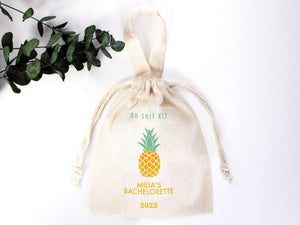 Custom Name Bachelorette Party Bags - 6"W x 8"H (15 x 20 cm) Hangover Kit Pouch, Custom Print Bags For Party - Organic Cotton Bag - Pamusan.com