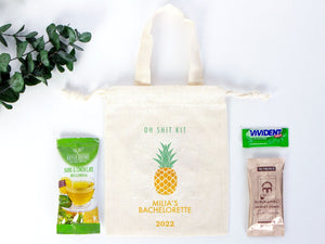 Custom Name Bachelorette Party Bags - 6"W x 8"H (15 x 20 cm) Hangover Kit Pouch, Custom Print Bags For Party - Organic Cotton Bag - Pamusan.com