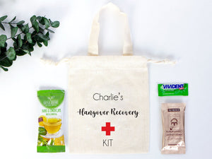 Custom Name Hangover Recovery Kit Bags - 6"W x 8"H (15.5 x 20 cm) - Party Recovery Kit Bags - Survival Kit Pouch - Bachelorette Party - Custom Name Pouch Bags - Pamusan.com
