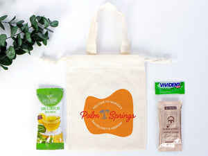 Custom Name Palm Springs Bachelorette Party Bags - 6"W x 8"H (15.5 x 20 cm) Hangover Kit Pouch - Survival Kit - Custom Print Bags for Party , Organic Cotton Bag - Pamusan.com
