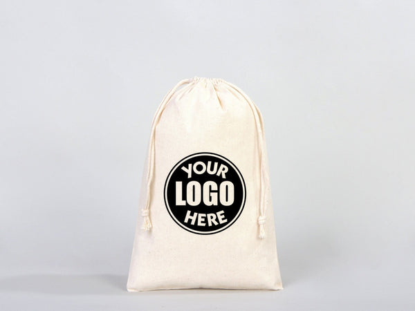 Custom Logo Pouch 8x12" | Personalized Organic Cotton Favor Bag | Pamusan