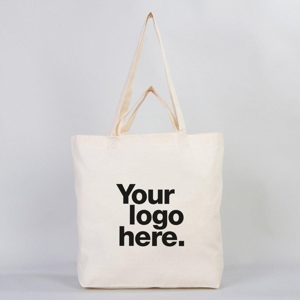 Custom Printed Cotton Grocery Tote Bag – 19"W x 16"H x 4"D Reusable Double Handle Shopping Bag - Pamusan.com