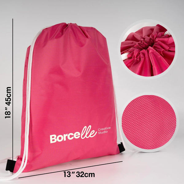 Custom Printed Impertex Drawstring Backpack 13×18 in (32×45 cm) – Fuchsia - Pamusan.com