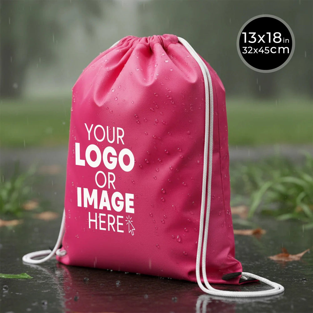 Custom Printed Impertex Drawstring Backpack 13×18 in (32×45 cm) – Fuchsia - Pamusan.com