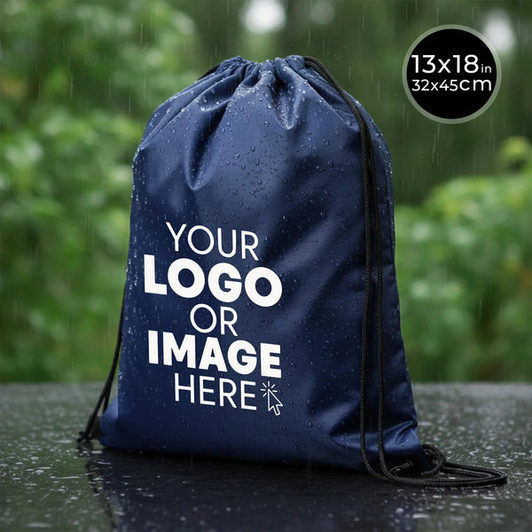 Custom Printed Impertex Drawstring Backpack 13×18 in (32×45 cm) – Navy Blue - Pamusan.com