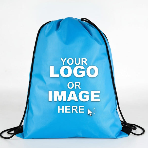Custom Waterproof Drawstring Backpack – Turquoise, Large 13×18 in (32×45 cm) - Pamusan.com