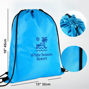 Custom Waterproof Drawstring Backpack – Turquoise, Large 13×18 in (32×45 cm) - Pamusan.com