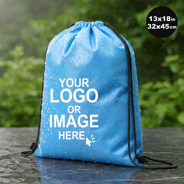 Custom Waterproof Drawstring Backpack – Turquoise, Large 13×18 in (32×45 cm) - Pamusan.com