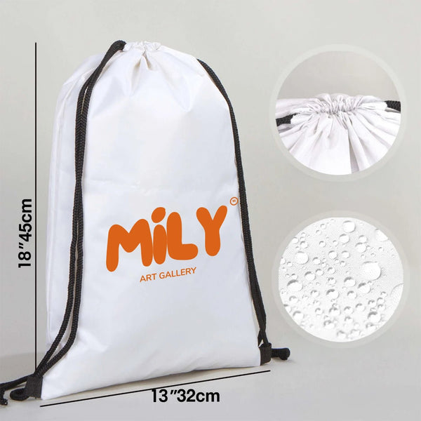 Custom Waterproof Drawstring Backpack – White, Large 13×18 in (32×45 cm) - Pamusan.com