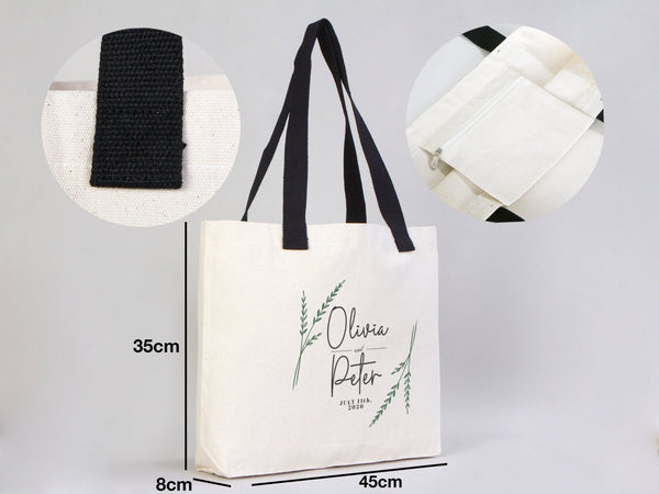 Custom Welcome Wedding Bags 18"W x 14"H x 3"L - Palm Tree Tote Bags - Bridal Tote - Custom Wedding Totes - Pamusan.com