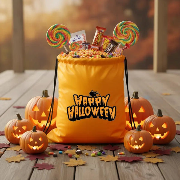 Custom Yellow Halloween Drawstring Backpack – Waterproof Candy Bags with 12 Designs - Pamusan.com